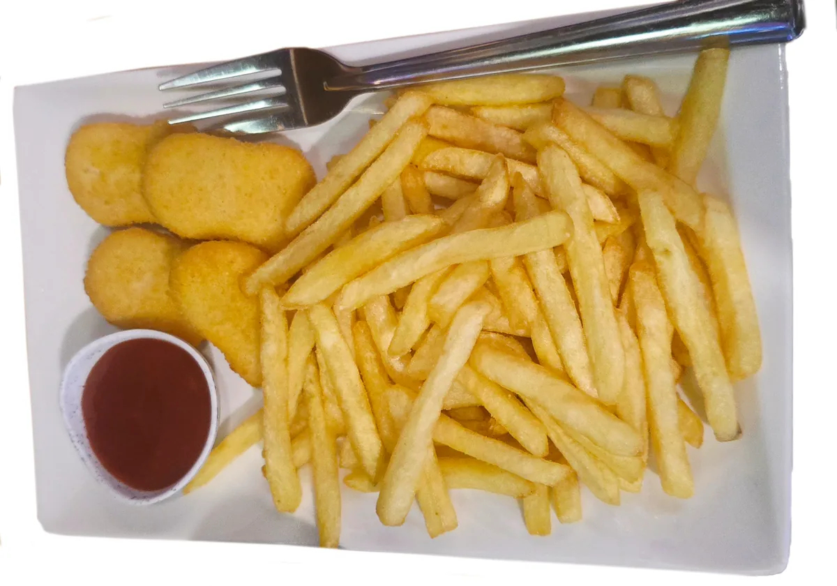 Chicken Nuggets with Chips and Soft Drink